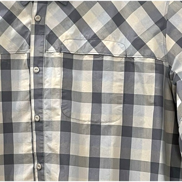 Northwest Territory Men's Shirt 4XL Blue Gray Plaid Long Roll Tab Sleeve Pocket - Picture 5 of 9